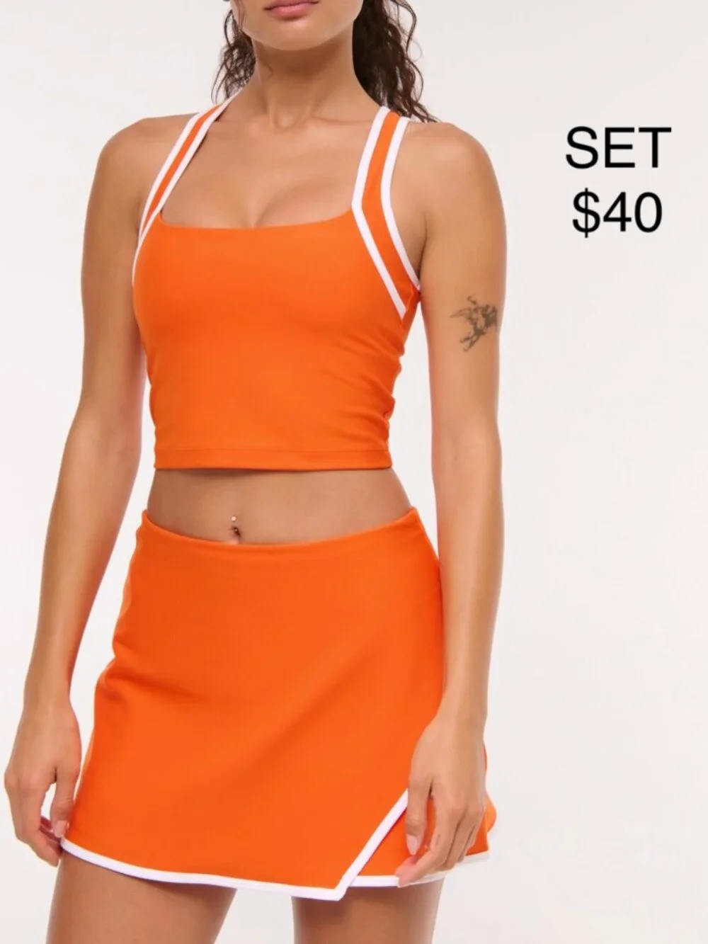 YPB Orange and White Tennis Skort Set NWOT